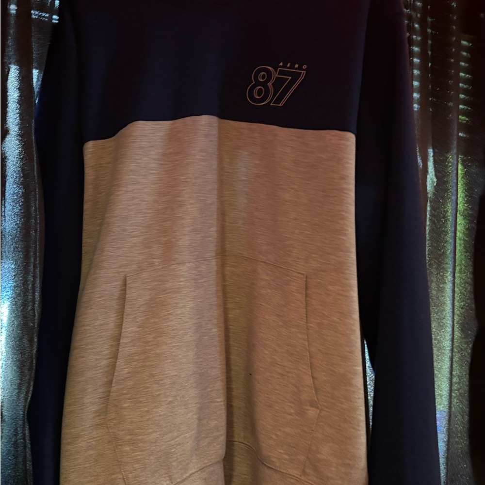 Aeropostale Blue and Gray Men's Sweater